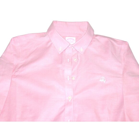 Brooks Brothers Women Supima Oxford Shirt Pink Tailored Preppy Officecore - Picture 3 of 7
